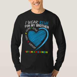 Camiseta Coração Eu Visto Azul Para Minha Consciência Autis