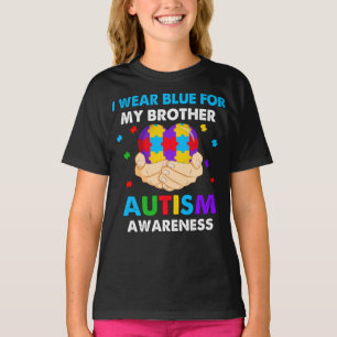 Camiseta Coração Eu Visto Azul Para Minha Consciência Autis
