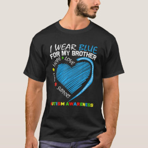 Camiseta Coração Eu Visto Azul Para Minha Consciência Autis