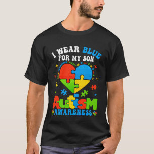 Camiseta Coração Eu Visto Azul Para O Meu Filho Autismo Mon