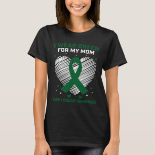Camiseta Coração Eu Visto Verde Para Minha Mãe Doença De Ri