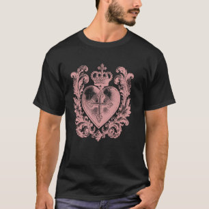 Camiseta Coração Ex Voto Católico Antigo - Rosa