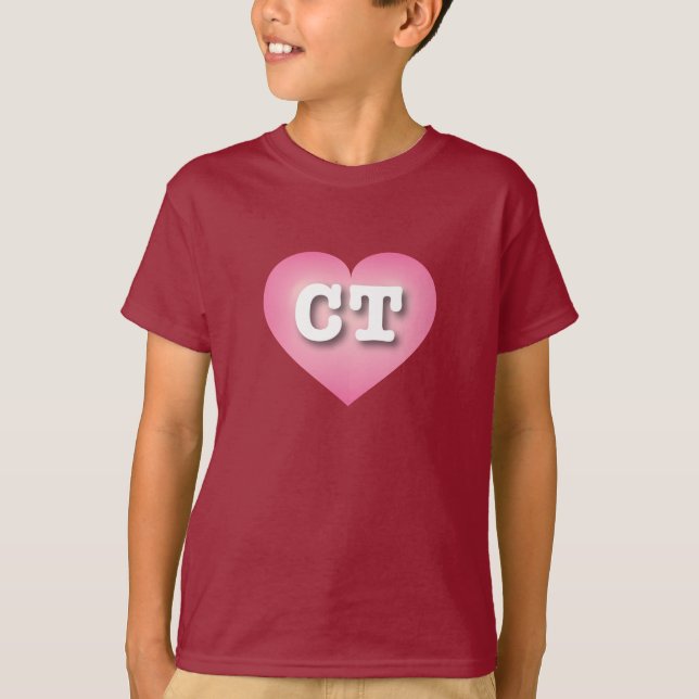 Camiseta Coração Fade Rosa de Connecticut - Adoro CT (Frente)