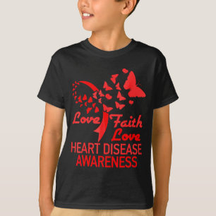 Camiseta Coração Fé Esperança Amor Borboleta Doença Cardíac