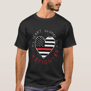 Camiseta Coração fina da Linha Vermelha Namorada do Bombeir