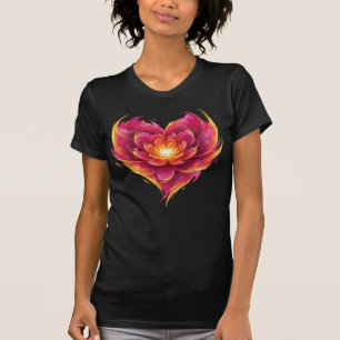 Camiseta Coração Flamejante de Amor em Flor
