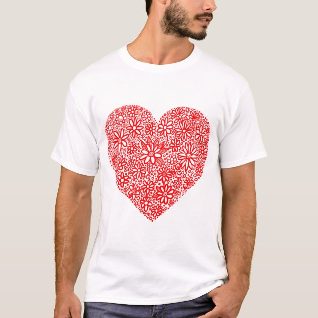 Camiseta Coração Flocado - Personalizado (Frente)