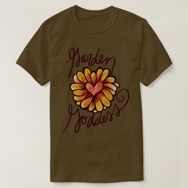 Camiseta Coração Flor da Deusa do Jardim (Frente do Design)