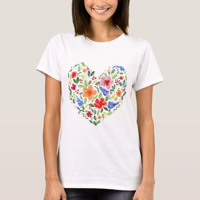 Camiseta Coração Floral (Frente)