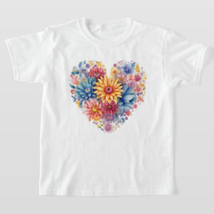 Camiseta Coração Floral
