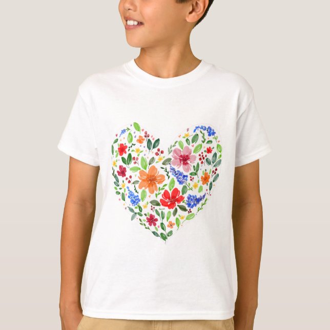 Camiseta Coração Floral (Frente)