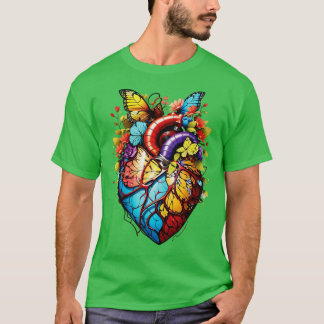 Camiseta coração floral
