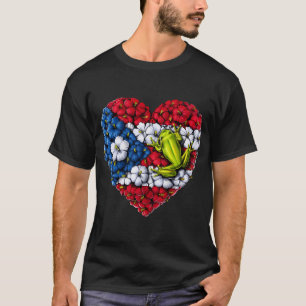 Camiseta Coração Floral de Porto Rico