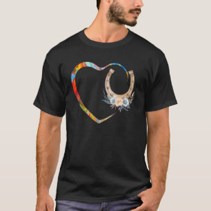 Camiseta Coração Floral Menina De Cavalo Mãe Que Ama Água D