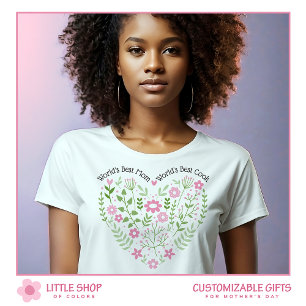 Camiseta Coração Floral Rosa Melhor Mãe do Mundo