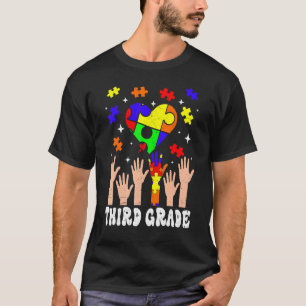 Camiseta Coração Fofo da 3ª Série Conscientização sobre Aut