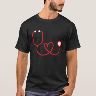 Camiseta Coração Formatado Amor Estetoscópio Enfermeiro Nam