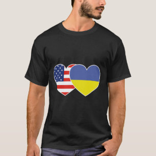 Camiseta Coração Gêmeo Bandeira Ucrânia EUA Para U
