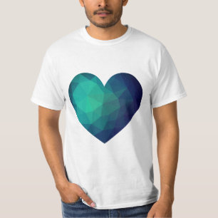 Camiseta Coração geométrico de cristal azul
