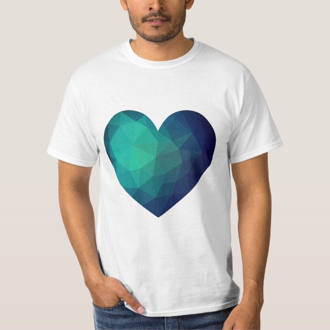 Camiseta Coração geométrico de cristal azul (Frente)