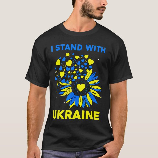 Camiseta Coração Girassol Eu Apoio a Ucrânia  (Frente)