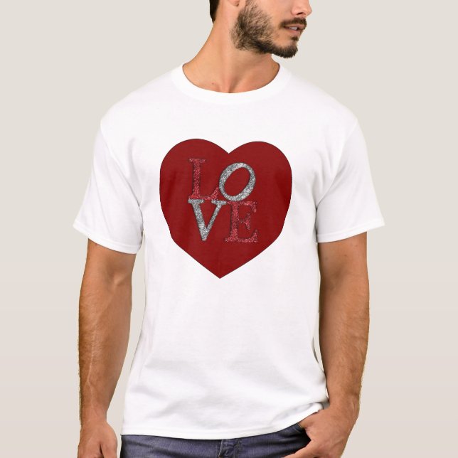 Camiseta Coração grande com AMOR sparkling! (Frente)