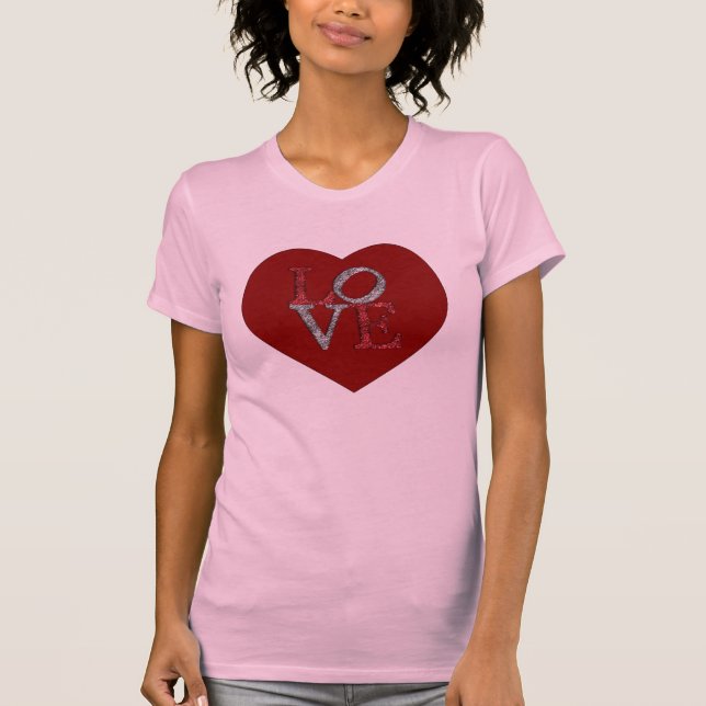 Camiseta Coração grande com AMOR sparkling! (Frente)