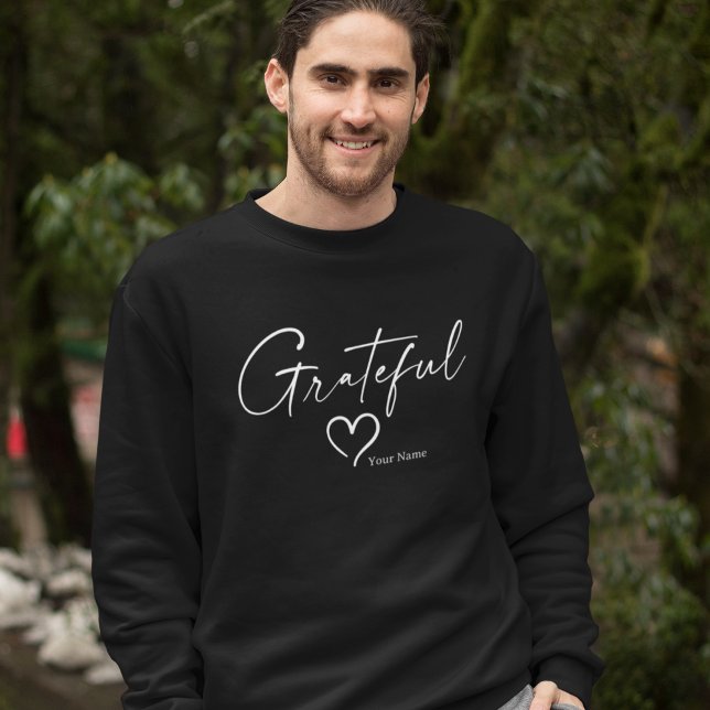 Camiseta Coração Grateful | Seu nome, Script de Tinta Longa (Criador carregado)