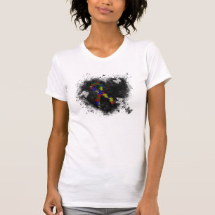Camiseta Coração Grunge de Fita quebra-cabeça
