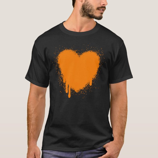 Camiseta Coração Grunge - Laranja (Frente)