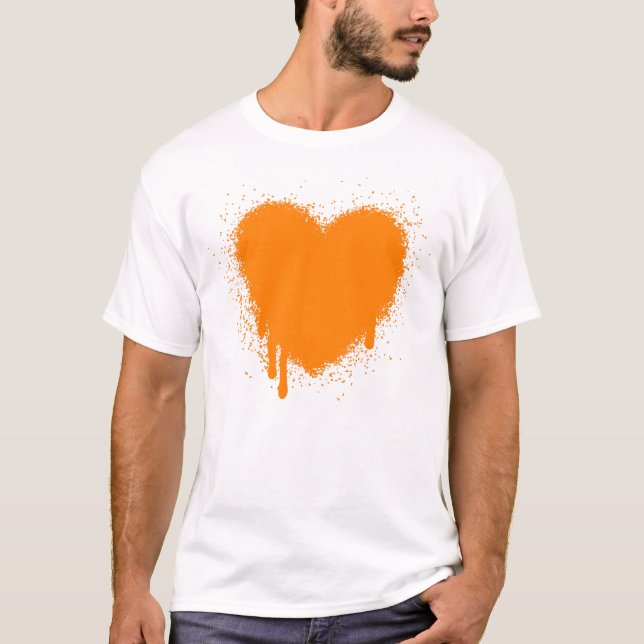 Camiseta Coração Grunge - Laranja (Frente)