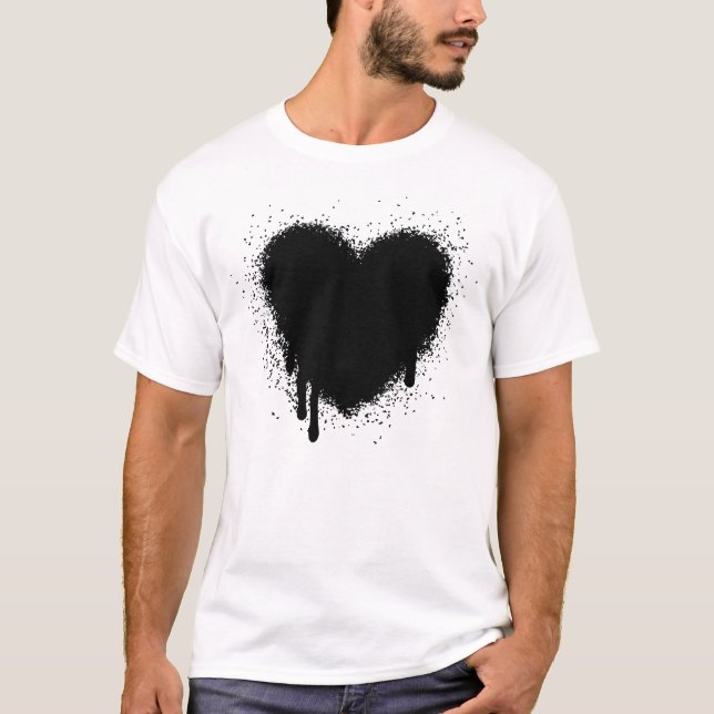Camiseta Coração Grunge - Preto (Frente)