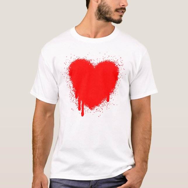 Camiseta Coração Grunge - Vermelho (Frente)