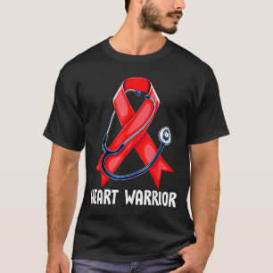 Camiseta Coração Guerreiro Estetoscópio Enfermeira Vermelha