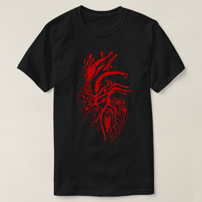 Camiseta coração humano anatômico (Frente do Design)