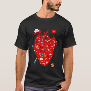 Camiseta Coração Humano Anatômico Cardiologia Médica Cardía