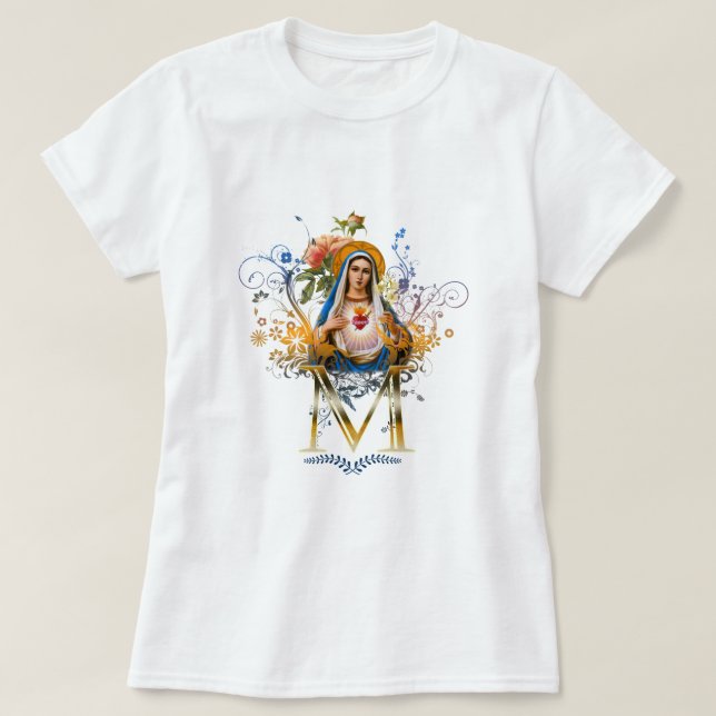Camiseta Coração imaculado de Mary (Frente do Design)