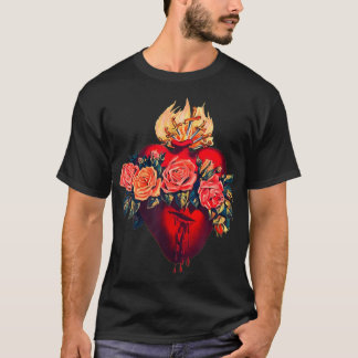 Camiseta Coração Imaculado de Mary Vintage Abençoada Triste