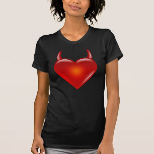 Camiseta Coração impertinente do diabo com chifres