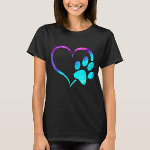 Camiseta Coração Impresso Para Cães De Turquesa Ciana Roxa