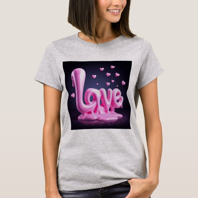 Camiseta Coração Iridescente 3D olográfico (Frente)