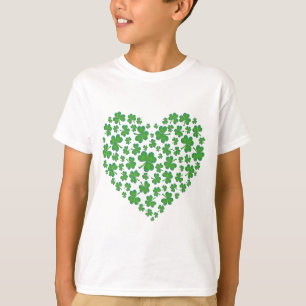 Camiseta Coração irlandês afortunado do trevo