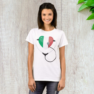 Camiseta Coração Italiano com Estetoscópio de Saúde