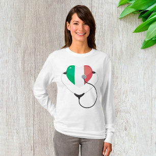 Camiseta Coração Italiano com Estetoscópio Saúde