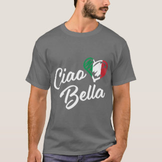 Camiseta Coração Italiano Olá Bella Roteiro Fofo Itália ami