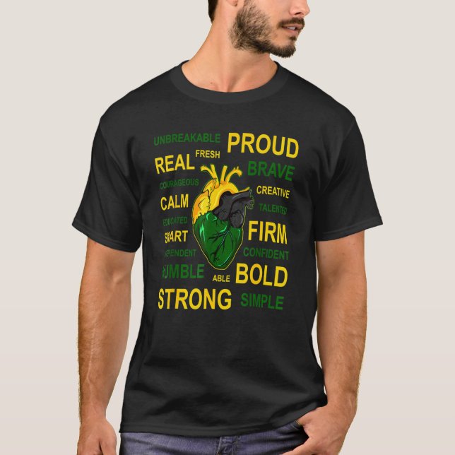 Camiseta Coração jamaicano para homens e mulheres orgulhoso (Frente)