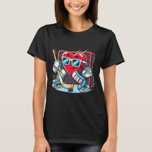 Camiseta Coração Jogando Hóquei Goleiro Dia dos Namorados H