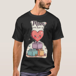 Camiseta Coração Kawaii em Blocos de Construção O Amor da M
