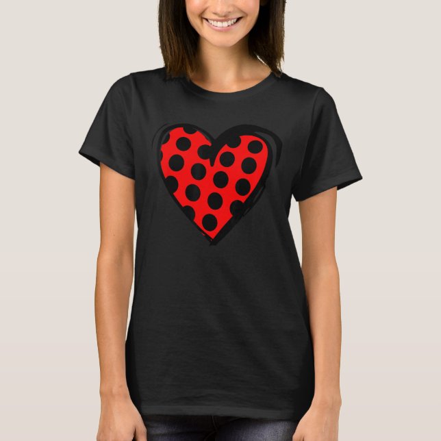 Camiseta Coração Ladybug Padrão para Ladybug Lover (Frente)