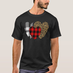 Camiseta Coração-Leopardo Buffalo Vermelho Xadrez Negra Val